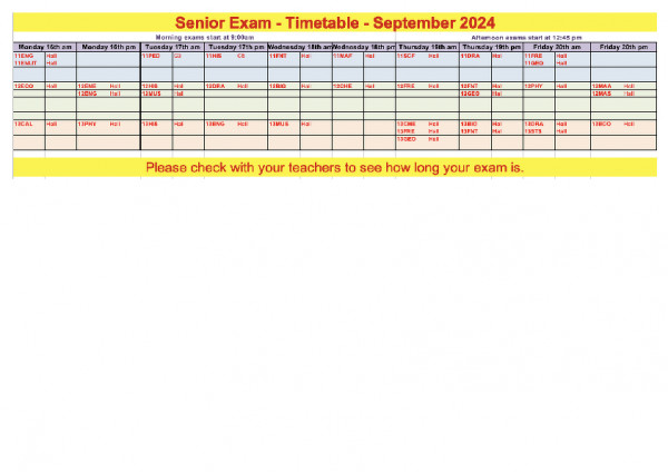 Exam Timetable