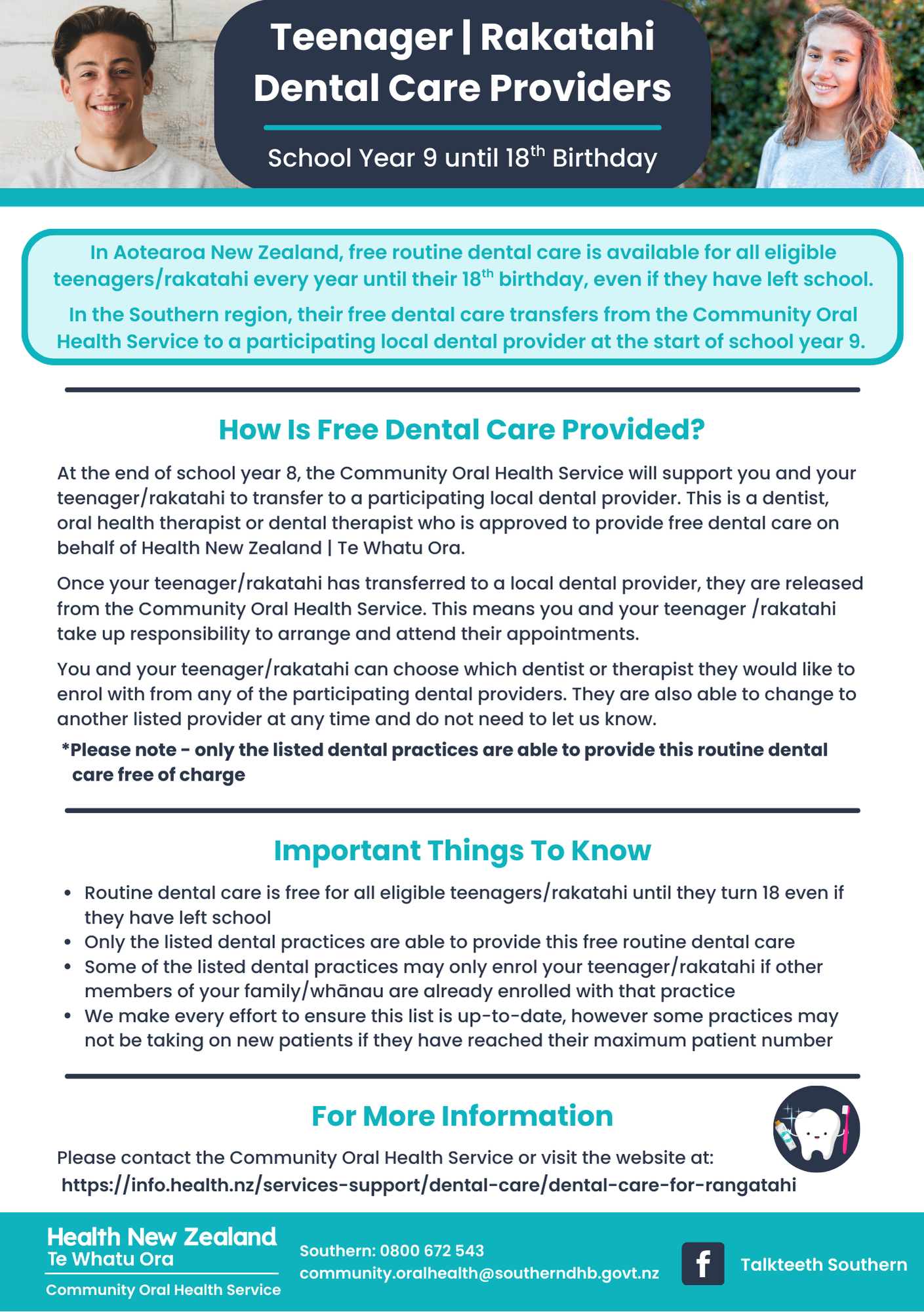Teen Dental Care Provider Info
