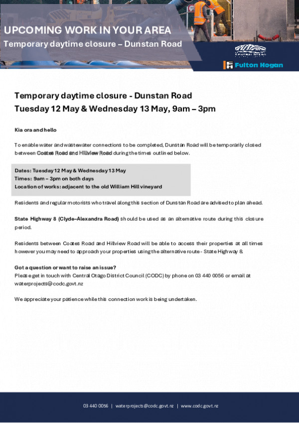 Letter Dunstan Rd Closure May26 Final 1