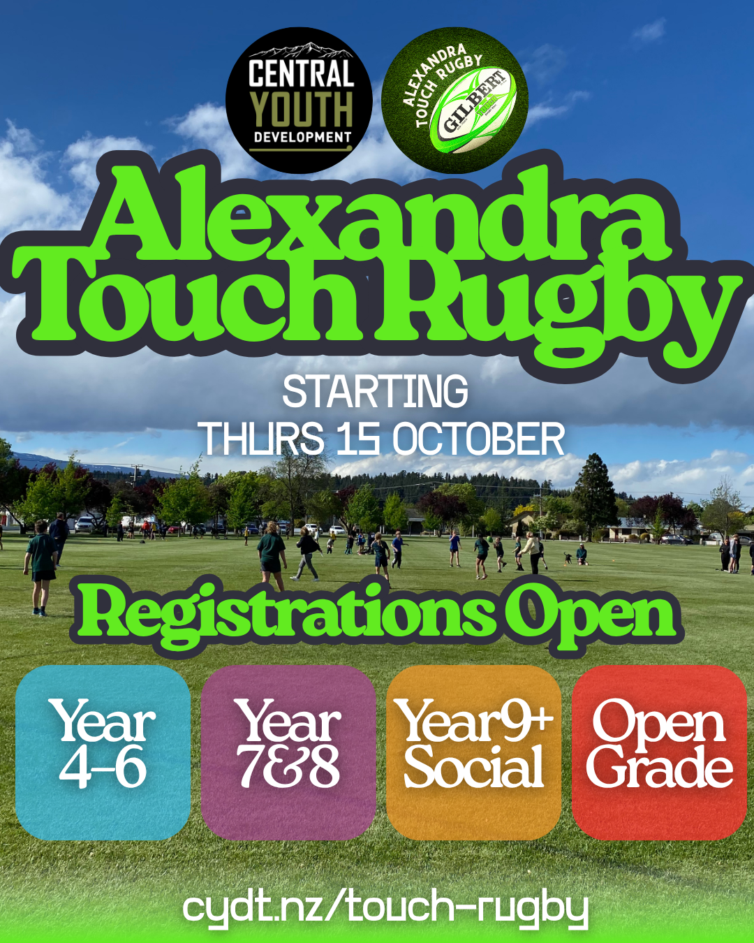 Alexandra Touch Rugby 2026 – Registrations open!