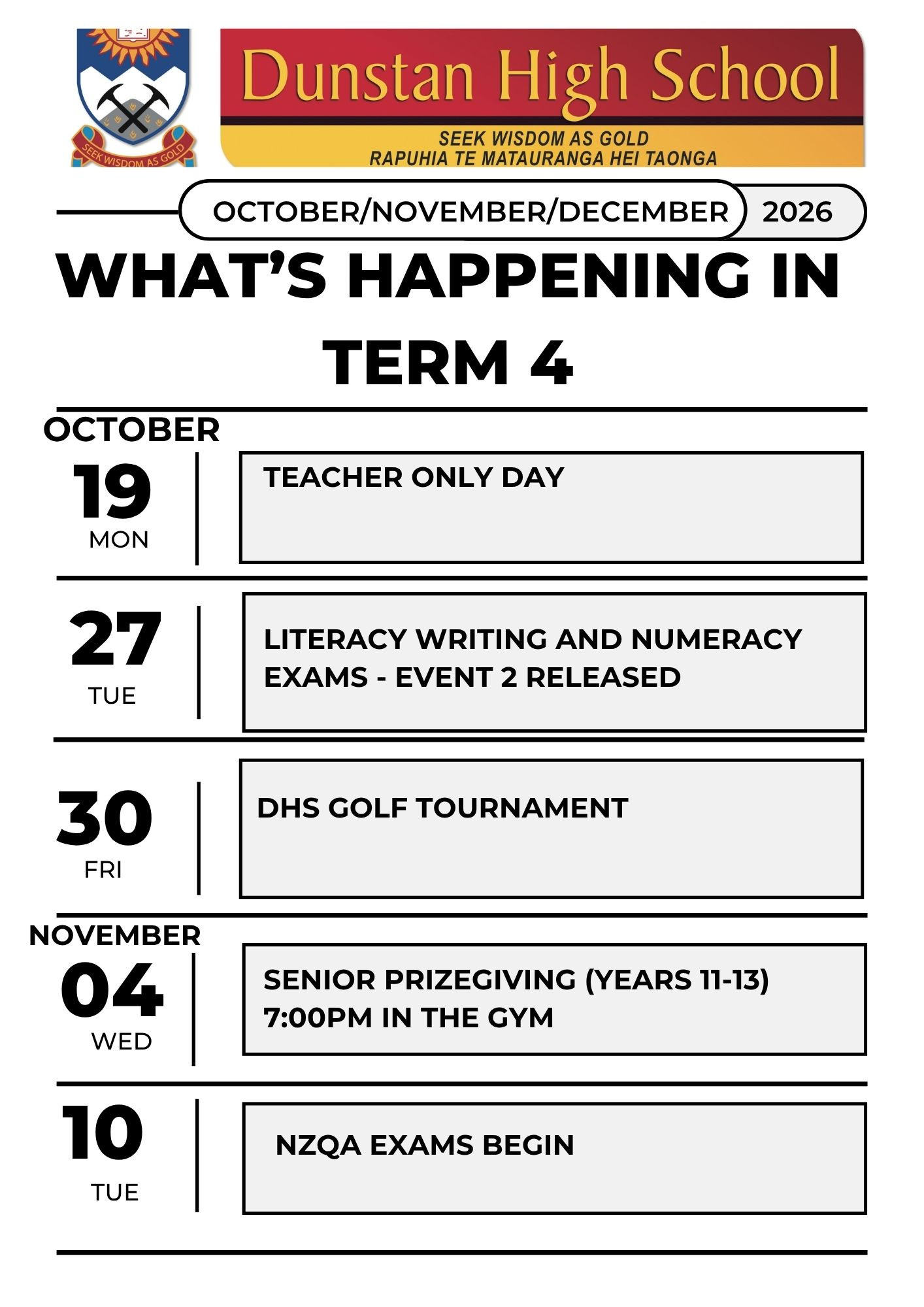 What's Happening Term 4 Page 1