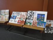 Level 1, 2 and 3 Painting and Printing on Display in the School Gym